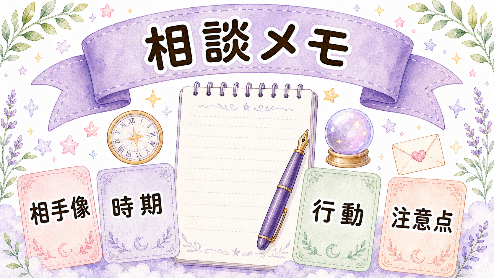 ツインレイの予感を占いで相談する時の質問メモイラスト