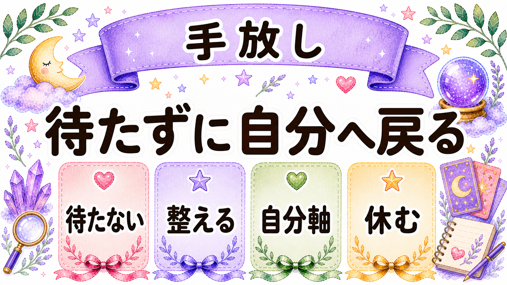 サイレント期間と手放しの意味を表す水彩イラスト
