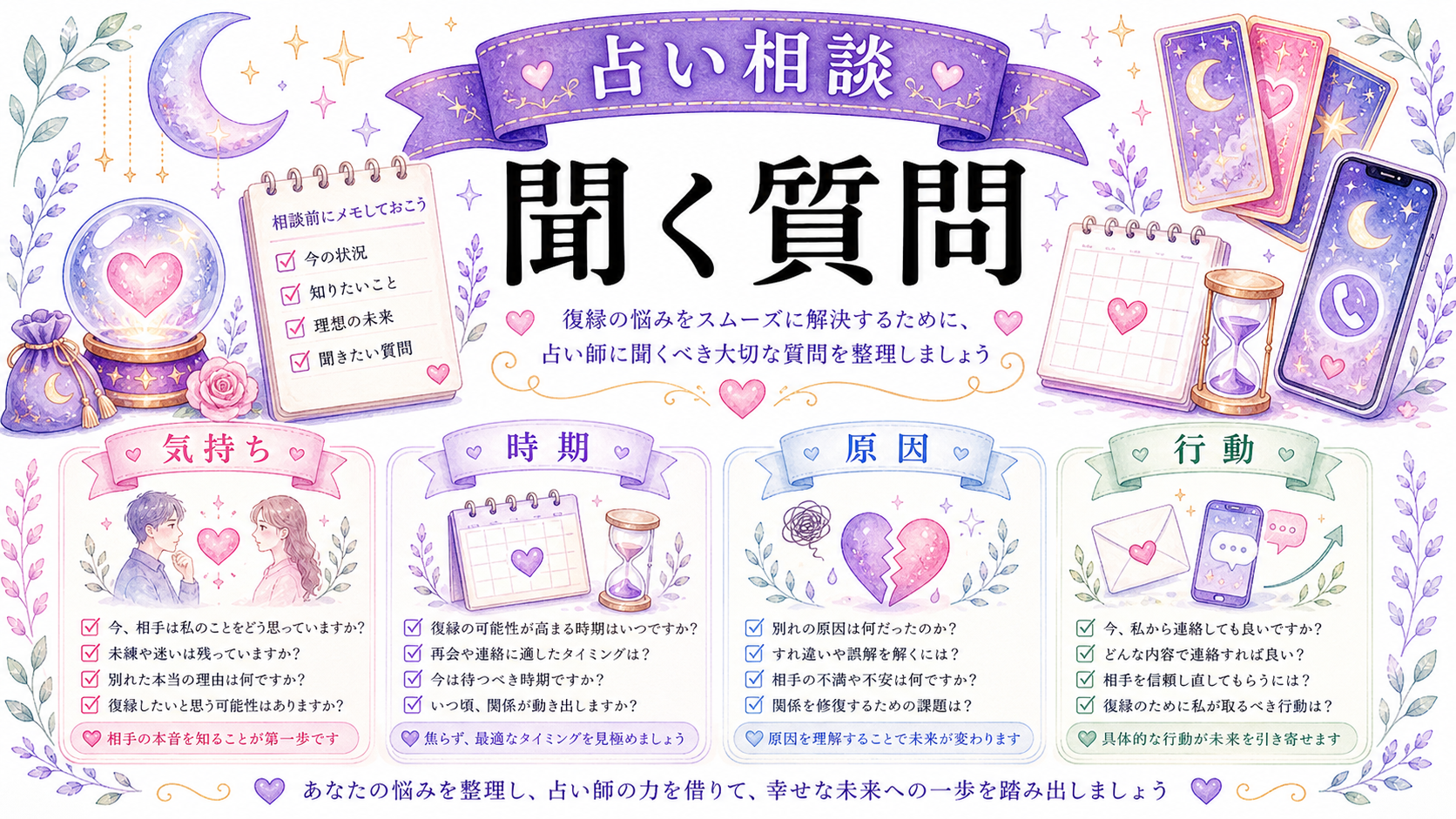 電話占いで聞く質問例の図解