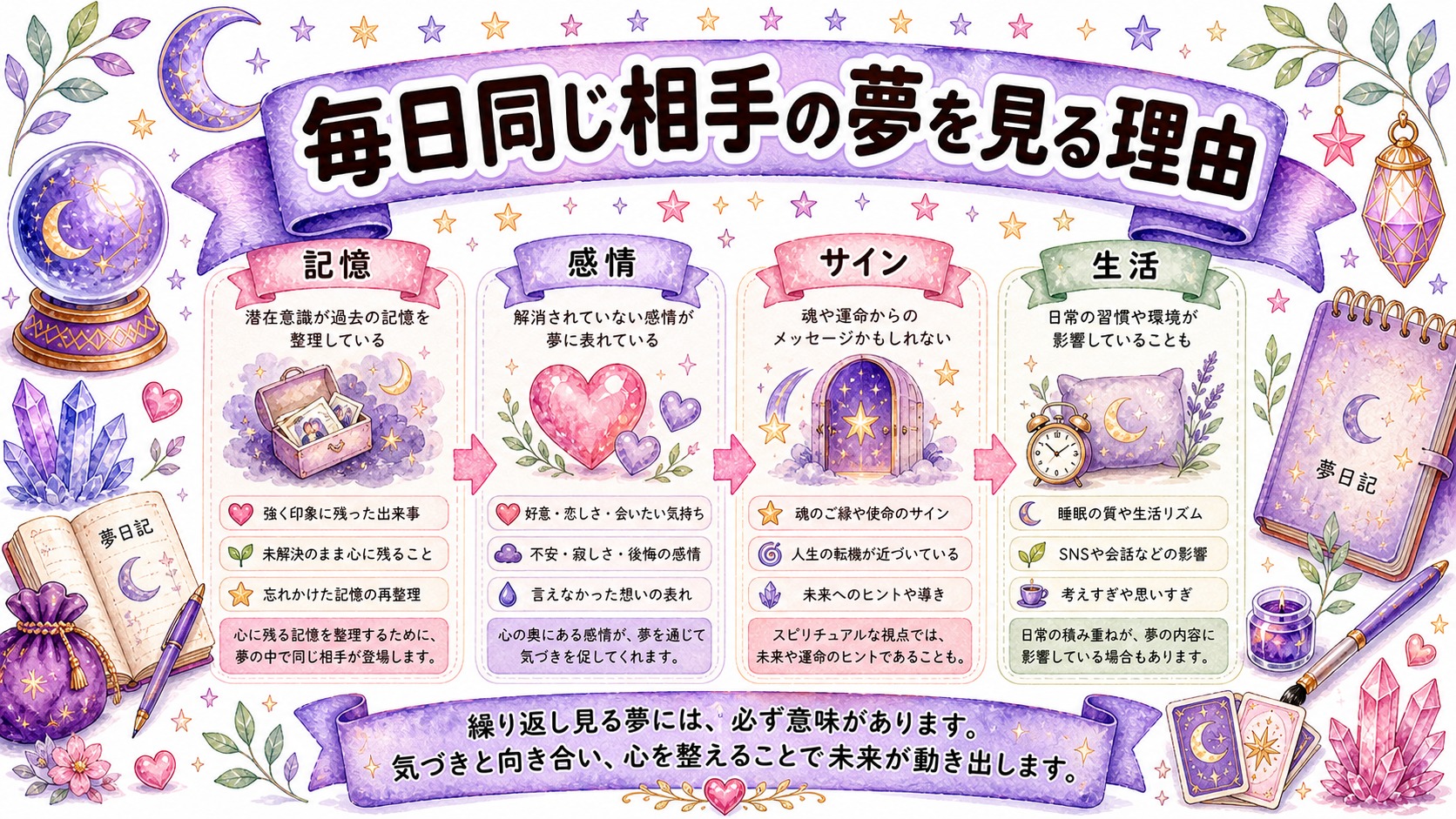 毎日同じ相手の夢を見る理由は魂のつながりだけではないの図解