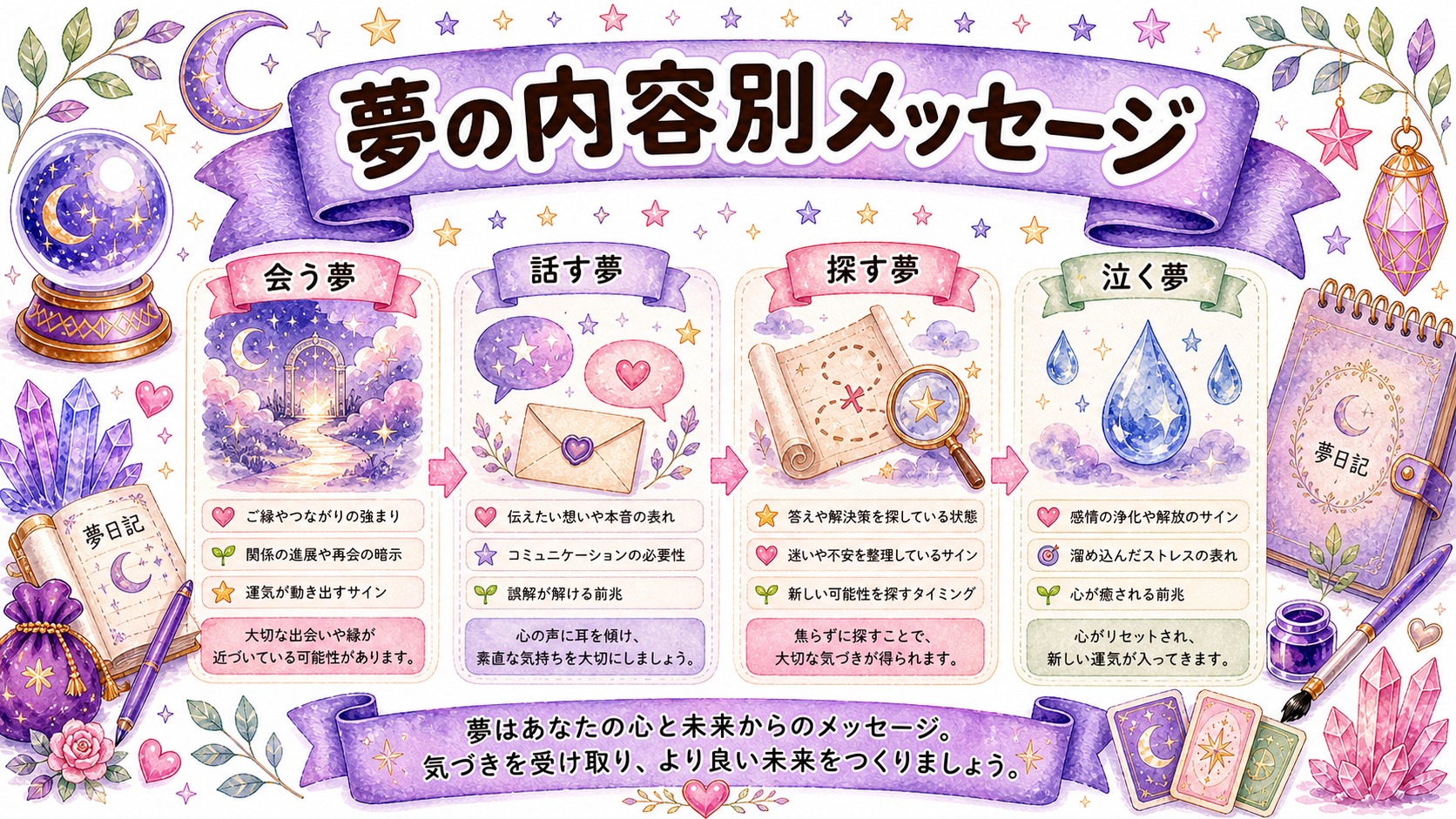 夢の内容別にメッセージを読むの図解