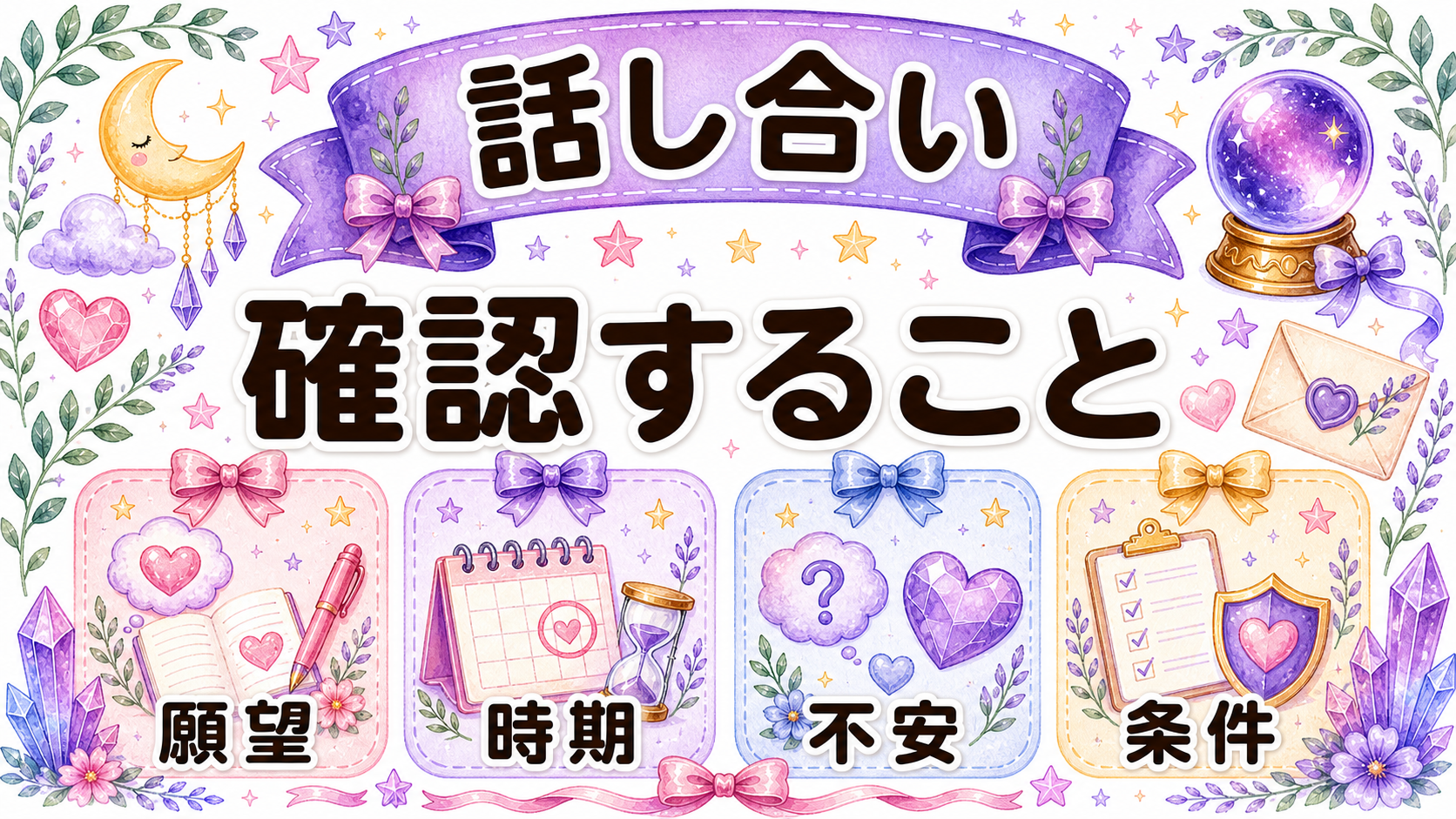 彼の結婚意思の話し合いで確認することを示す図解