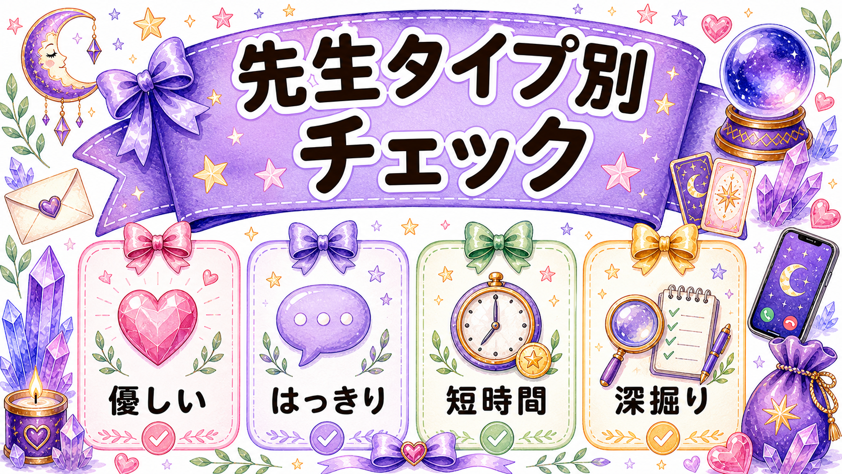 先生を選ぶ時のタイプ別チェックの図解