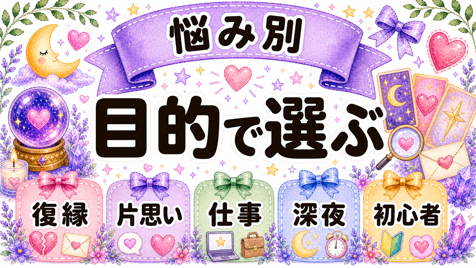 悩み別に電話占いを選ぶイラスト