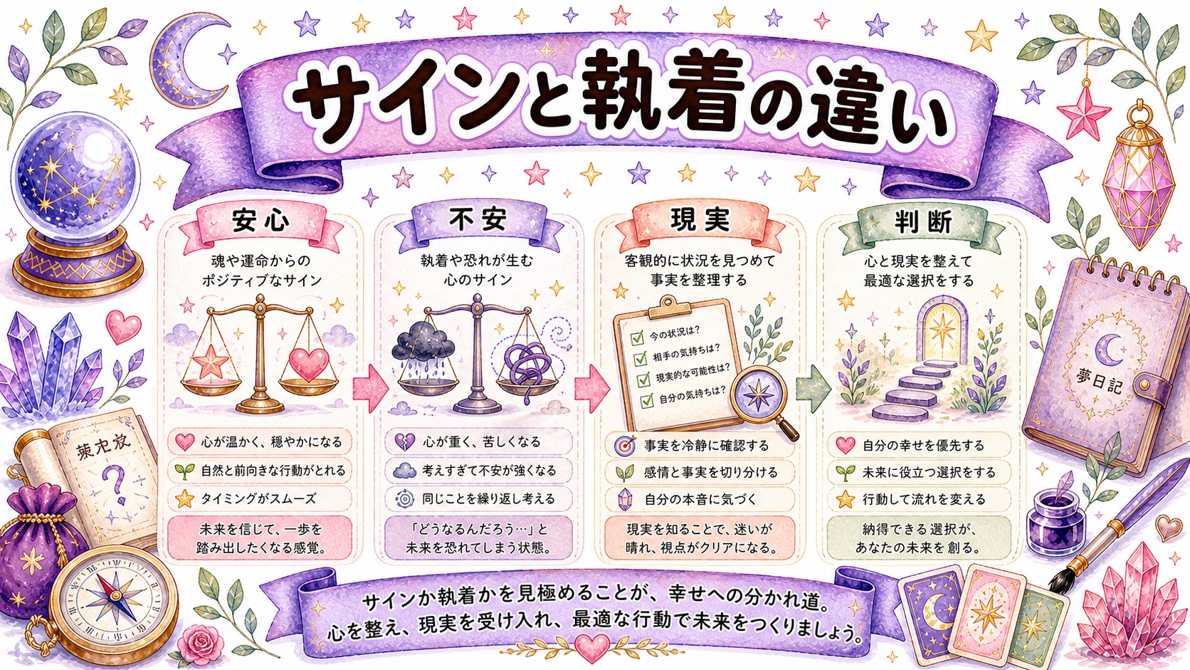 本物のサインと執着の違いは起きた後の状態で見るの図解