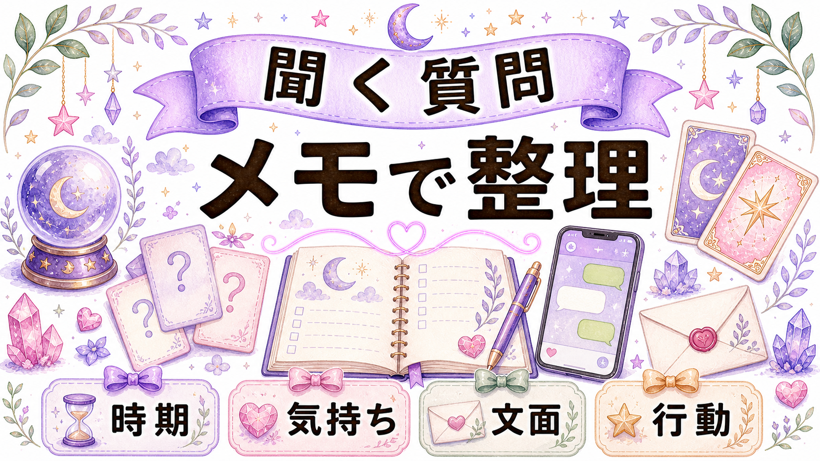 復縁占いで先生に聞く質問メモの図解