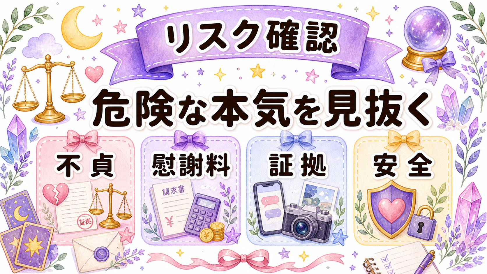 不倫の法的リスクと安全確認を示す図解