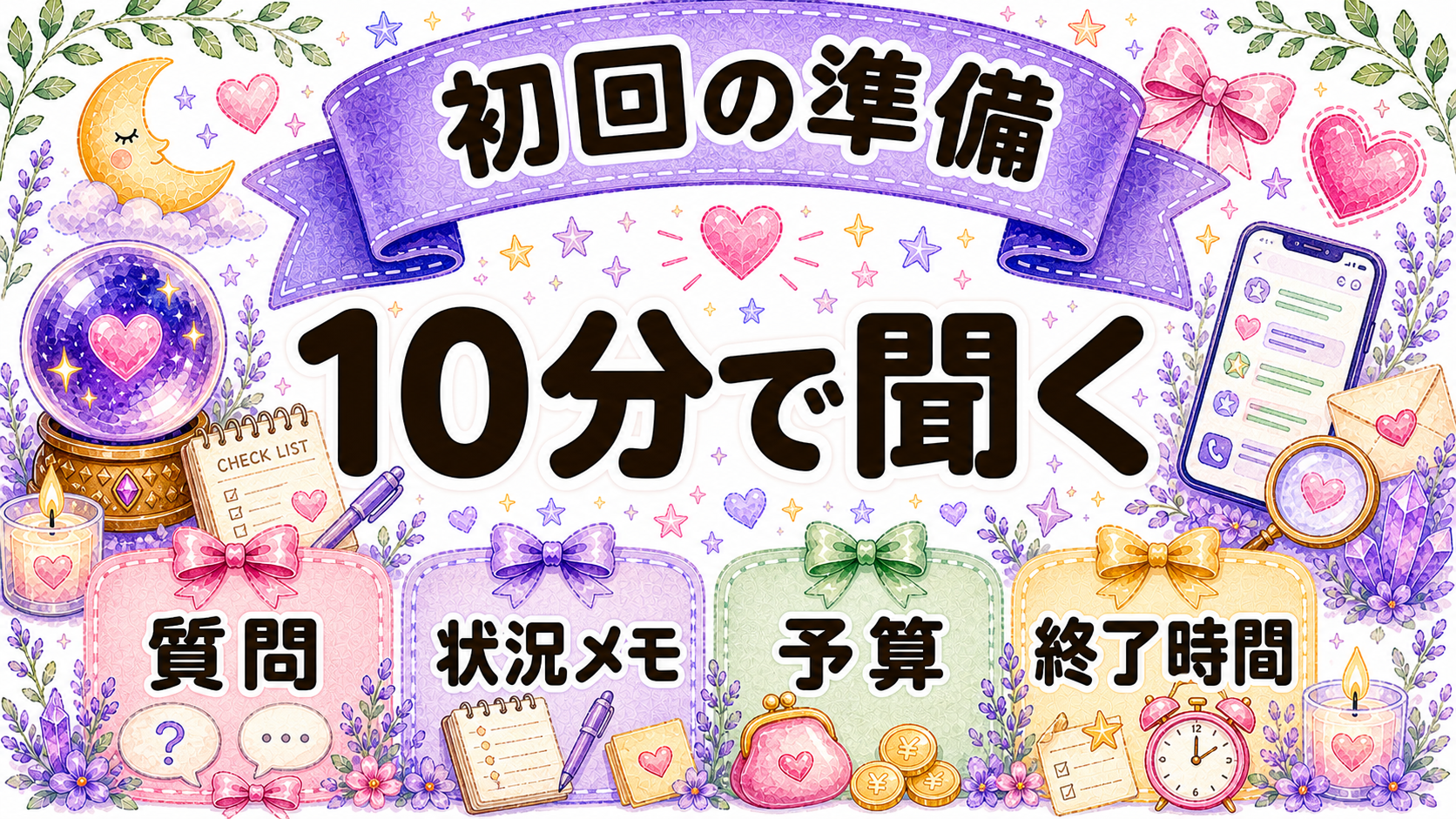 初めて電話占いを使う前に準備することを示すイラスト
