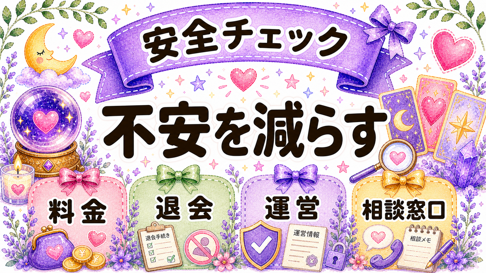 電話占いを安全に使うための注意点をまとめたイラスト