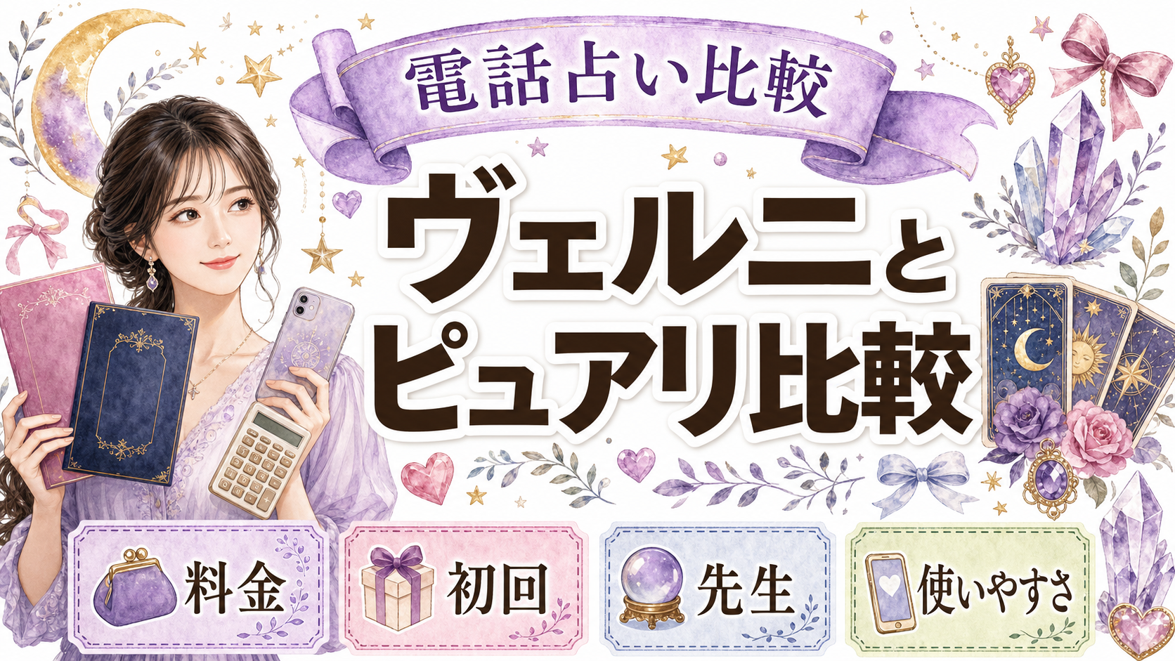電話占いヴェルニとピュアリを比較｜料金・初回特典・先生の探し方