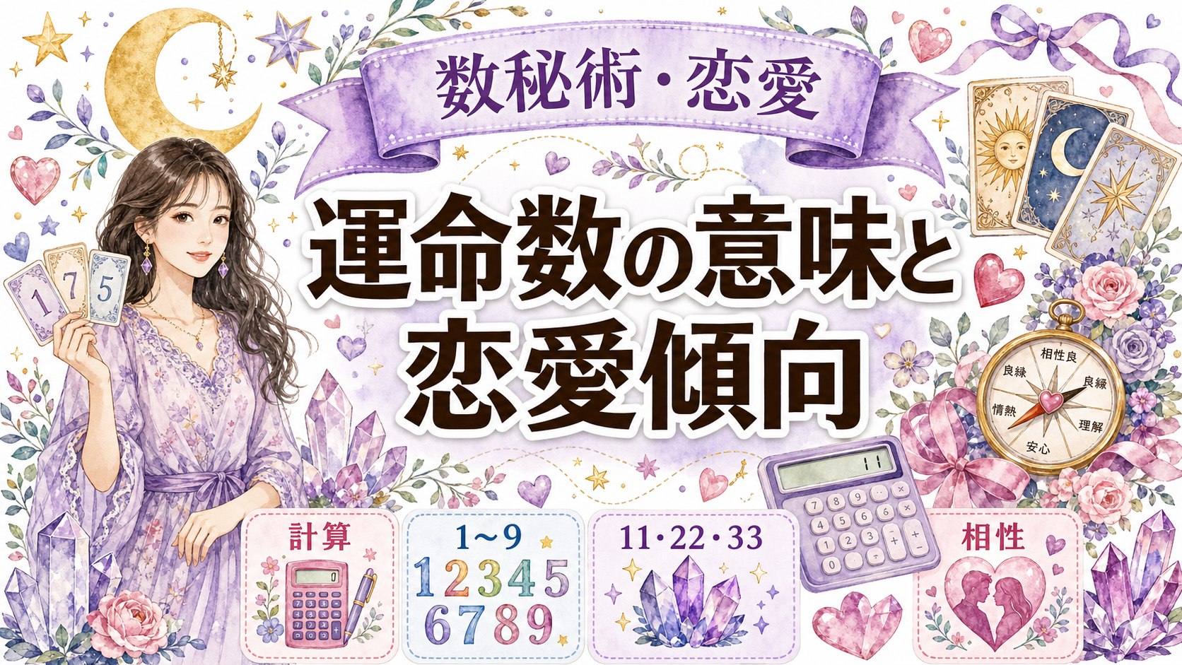 数秘術の運命数が示す恋愛傾向｜計算方法と1〜9・11・22・33の意味