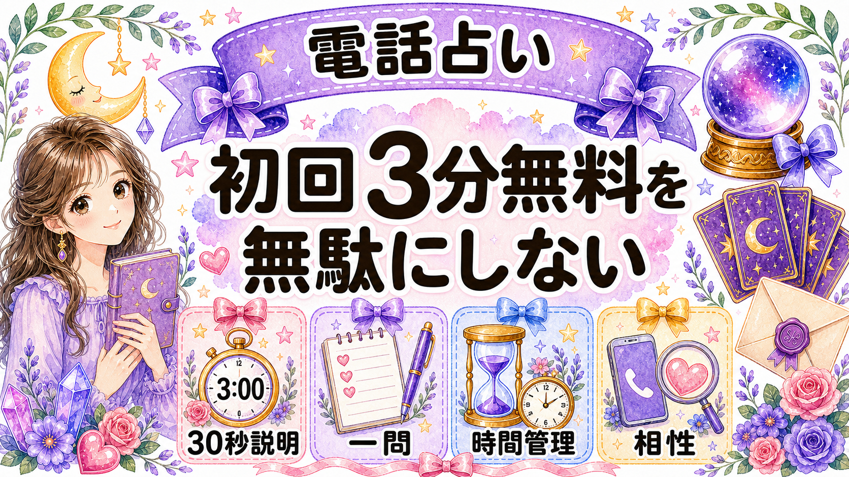 電話占いの初回3分無料を活用する方法｜短時間で聞く質問と時間配分