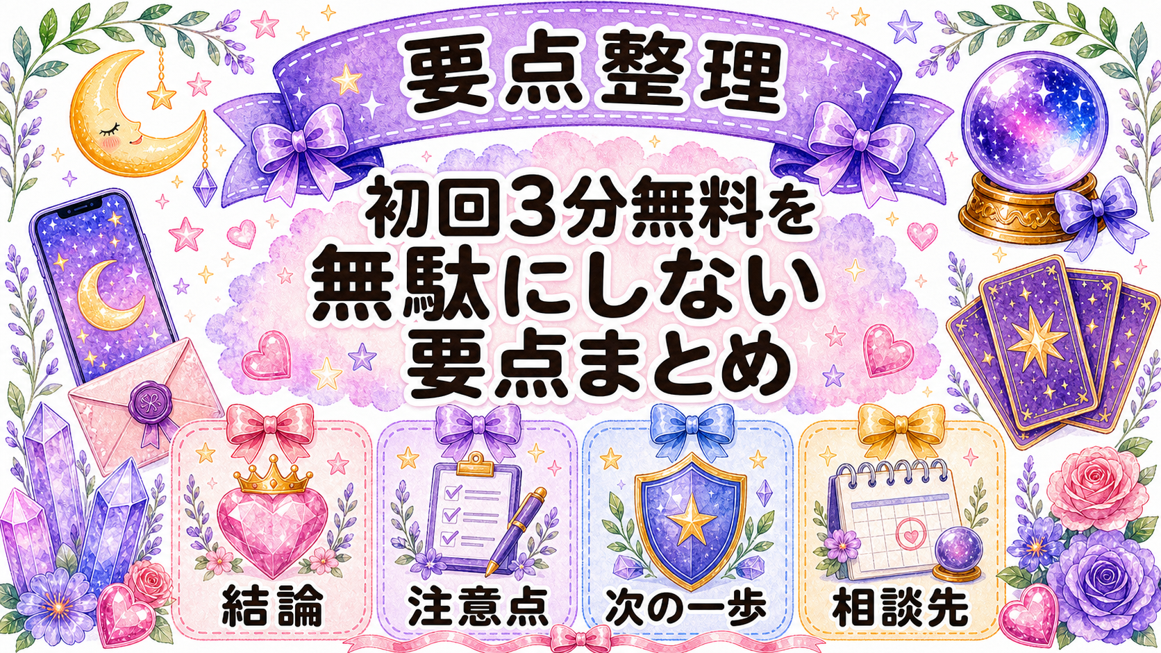 電話占いの初回3分無料を活用する方法|短時間で聞く質問と時間配分 まとめ