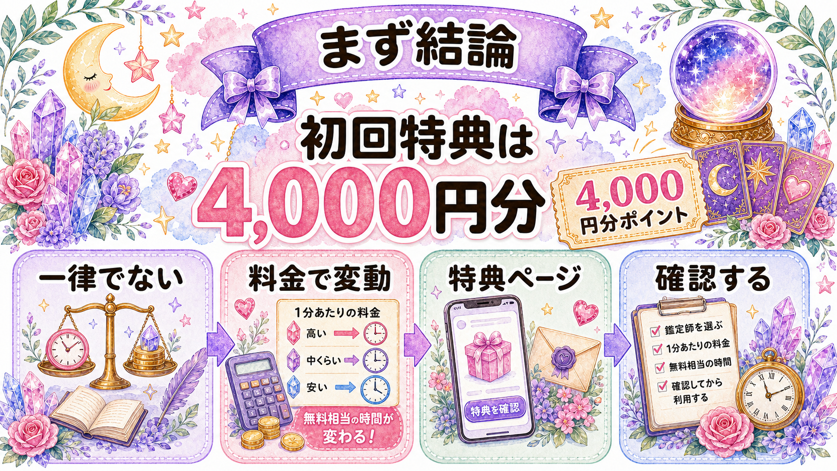 ヴェルニ初回10分無料の手順｜4,000円分特典を損せず使う登録・鑑定ガイド ヴェルニの初回10分無料は4,000円分ポイントを指す