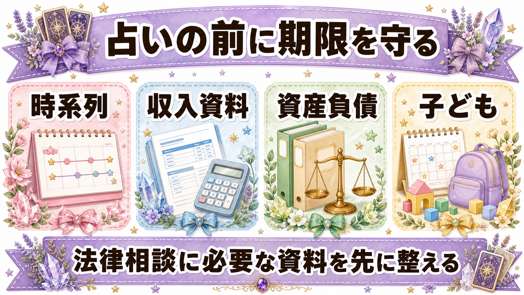 離婚すべきか占いで相談した体験談|決められたこと・決めないこと 法律相談へ持っていく資料と質問