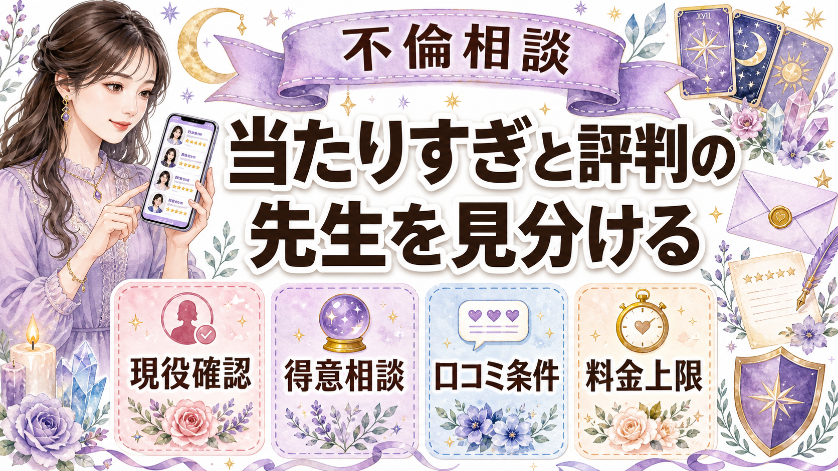 不倫に強い電話占いで当たりすぎと評判の先生は？口コミ・選び方を解説