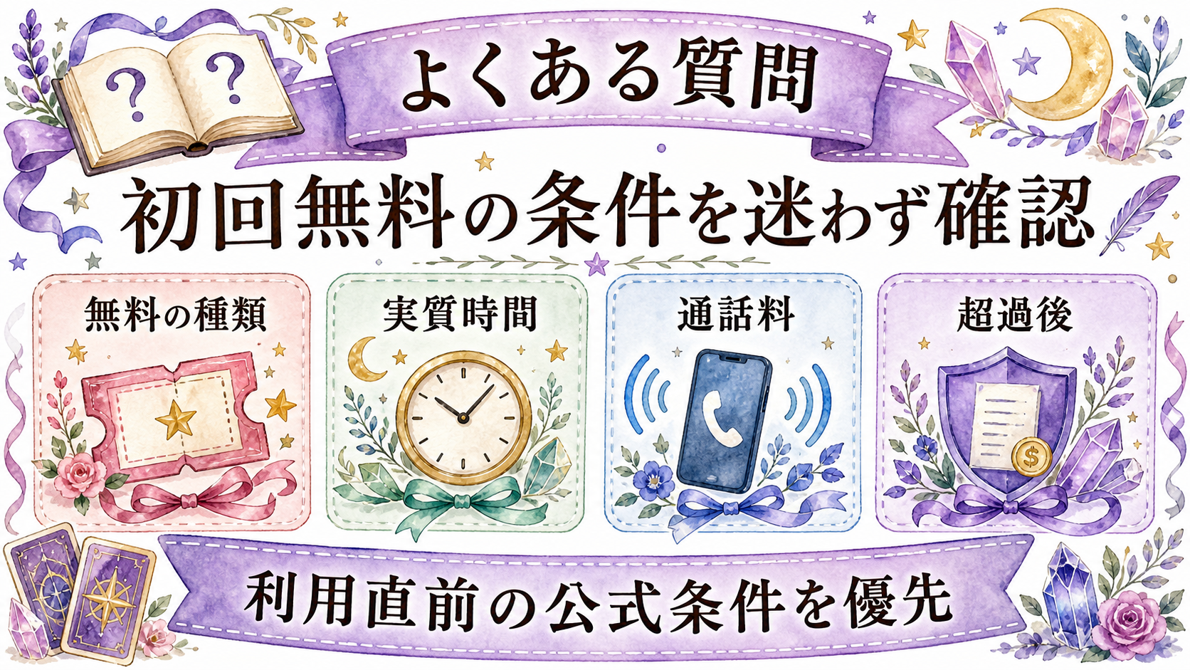 電話占いの初回10分無料一覧2026|条件・通話料・超過料金を比較 よくある質問