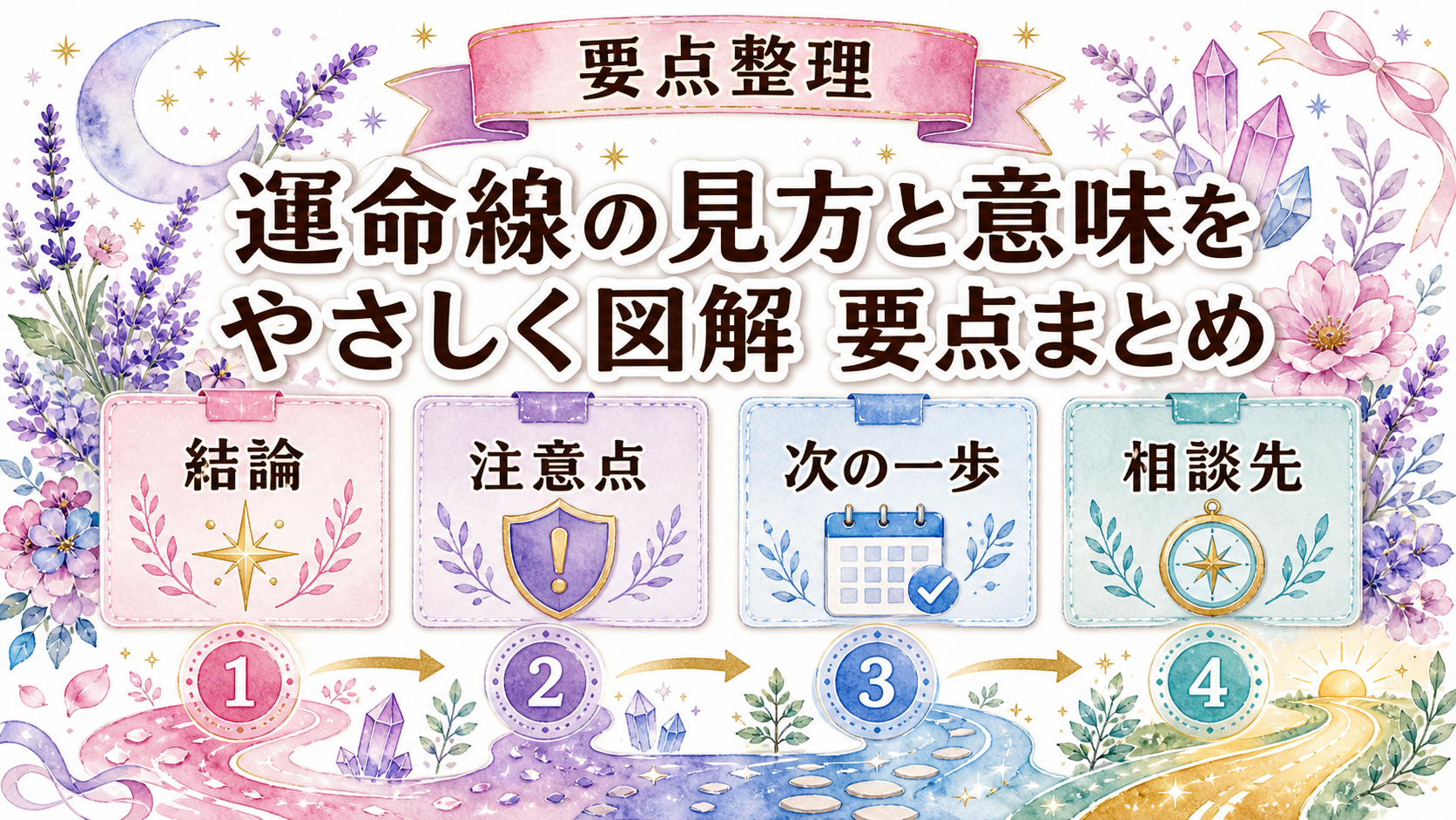 手相の運命線の見方と意味|位置・長さ・濃さ・分岐を図解 まとめ