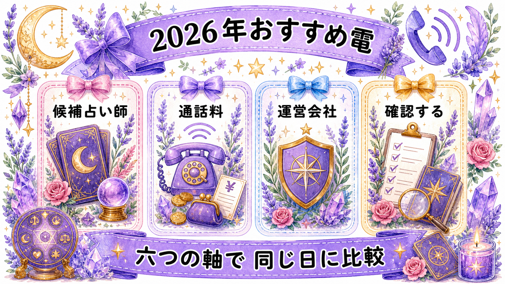 電話占いおすすめランキング2026年版|料金・口コミ・安全性を比較 2026年おすすめ電話占いの評価基準