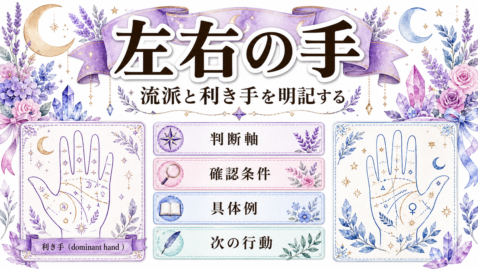 手相の運命線の見方と意味|位置・長さ・濃さ・分岐を図解 右手と左手の運命線の見方