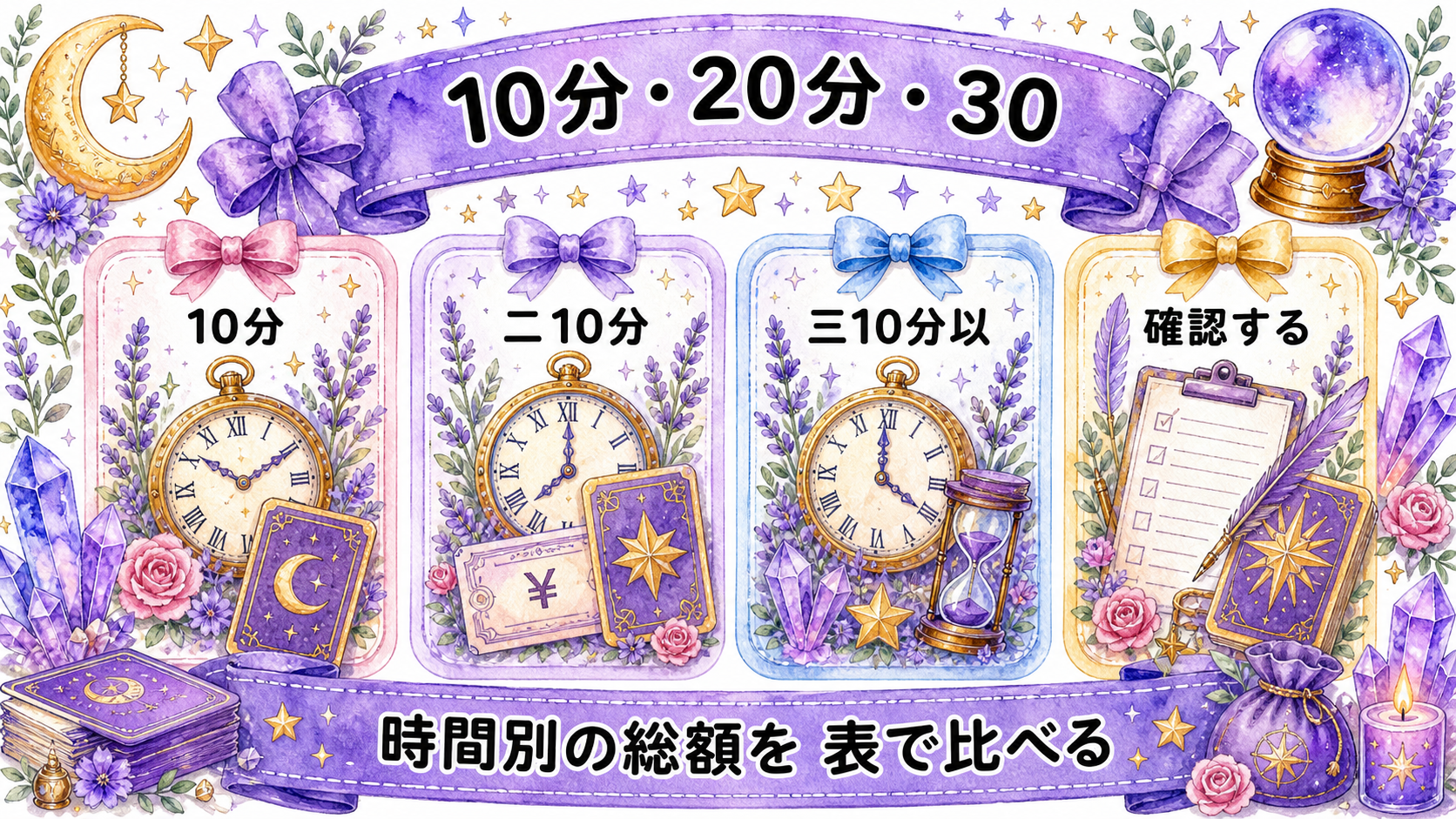 電話占いの不倫相談費用はいくら?10分・20分・30分の相場と節約 10分・20分・30分の費用目安を比較する