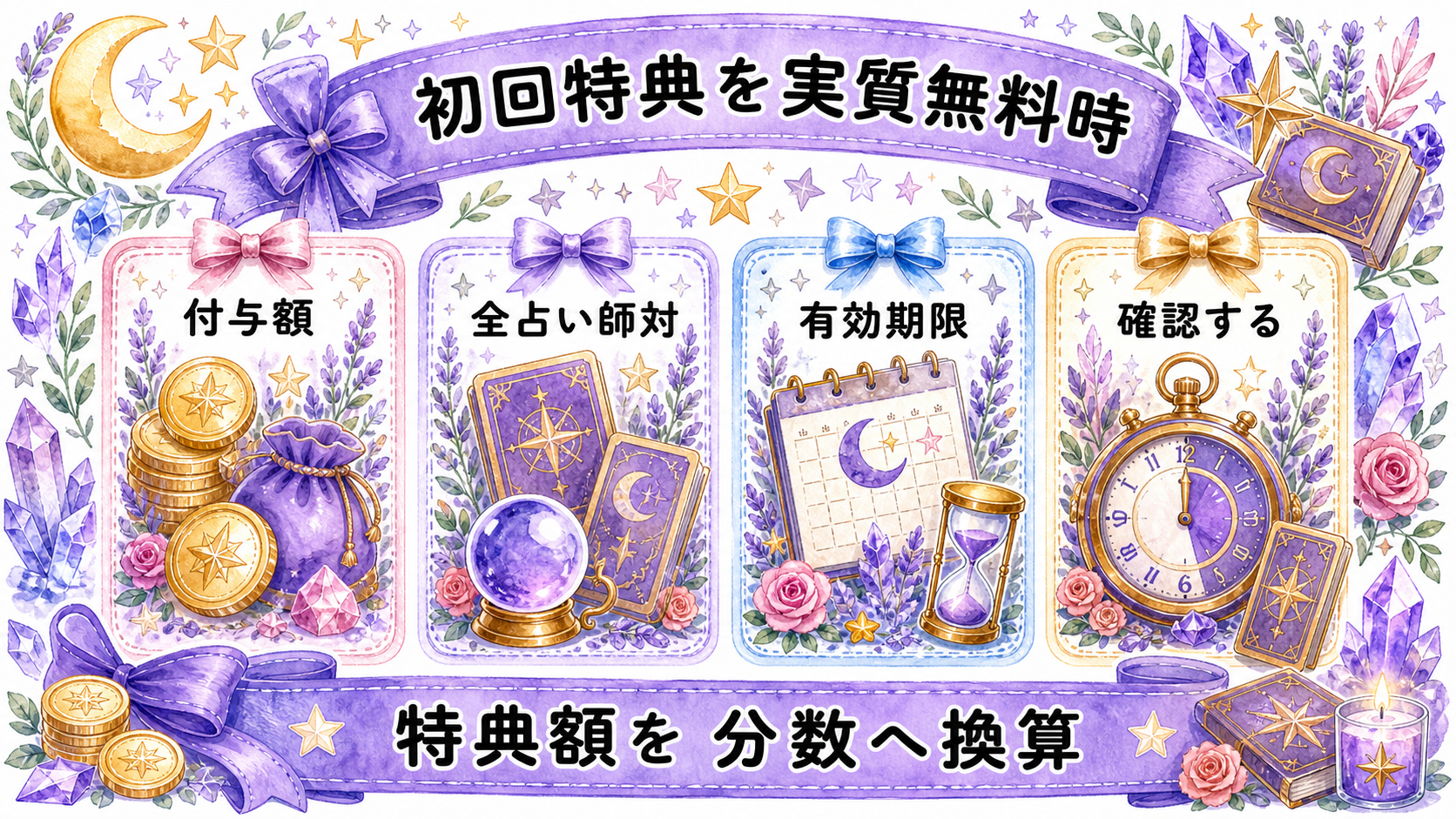 電話占い全サービスの料金比較｜15社の1分単価・通話料・初回特典 初回特典を実質無料時間へ換算する