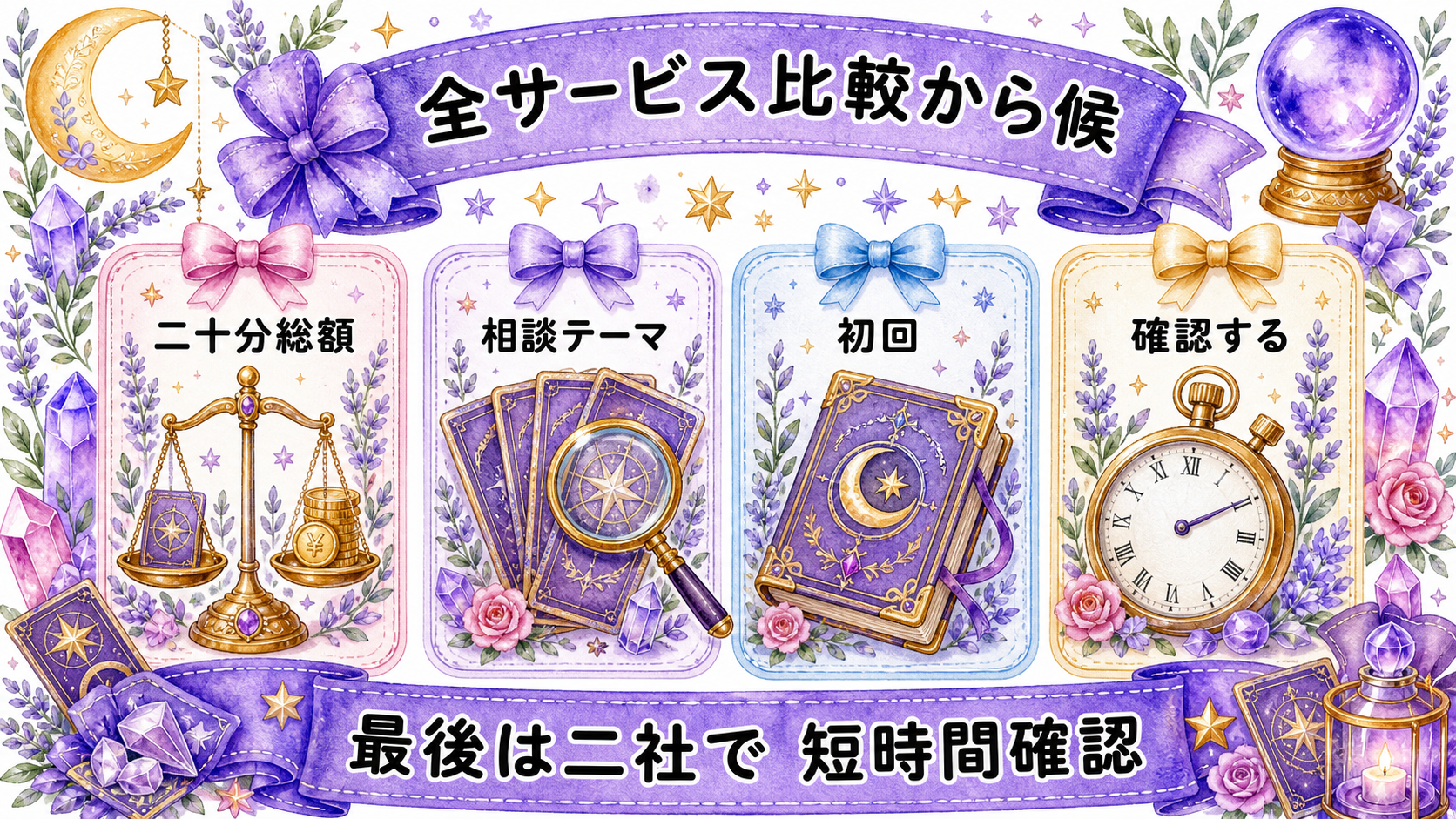 電話占い全サービスの料金比較｜15社の1分単価・通話料・初回特典 全サービス比較から候補二社を決める